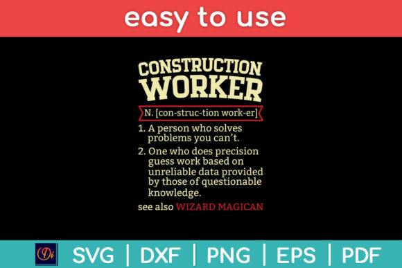 Construction Worker Funny Definition Svg for Crafts and Graphics
