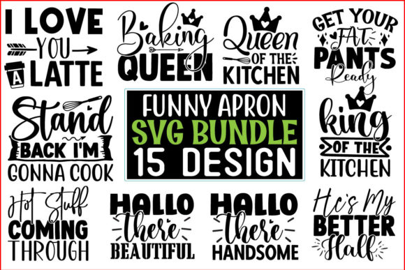 Funny Apron SVG Design Bundle Graphics for Crafts