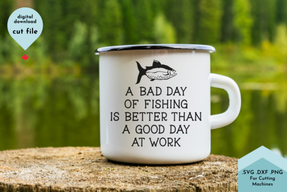 Funny Fishing SVG Cut File for Graphics and Crafts