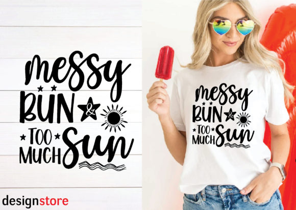 messy bun too much sun svg design for brand identity